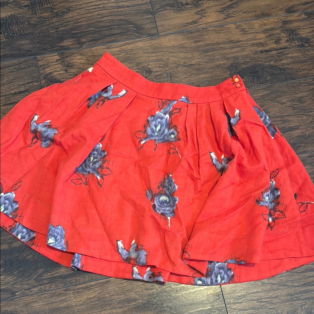 Anthropologie Orange Blue Mini Skater Skirt